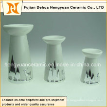 White Glazed Ceramic Candle Holders in Christmas Designs (New Product)